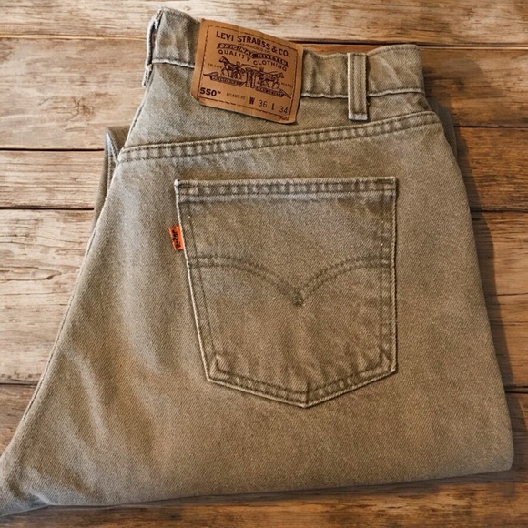 Vintage Levi’s 550 Orange Tab Relaxed Fit Tapered Leg Tan Denim Jeans 90’s 36x34 - Picture 1 of 8